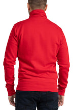 Herren Sweatjacke mit Stehkragen und Feinripp in Rot