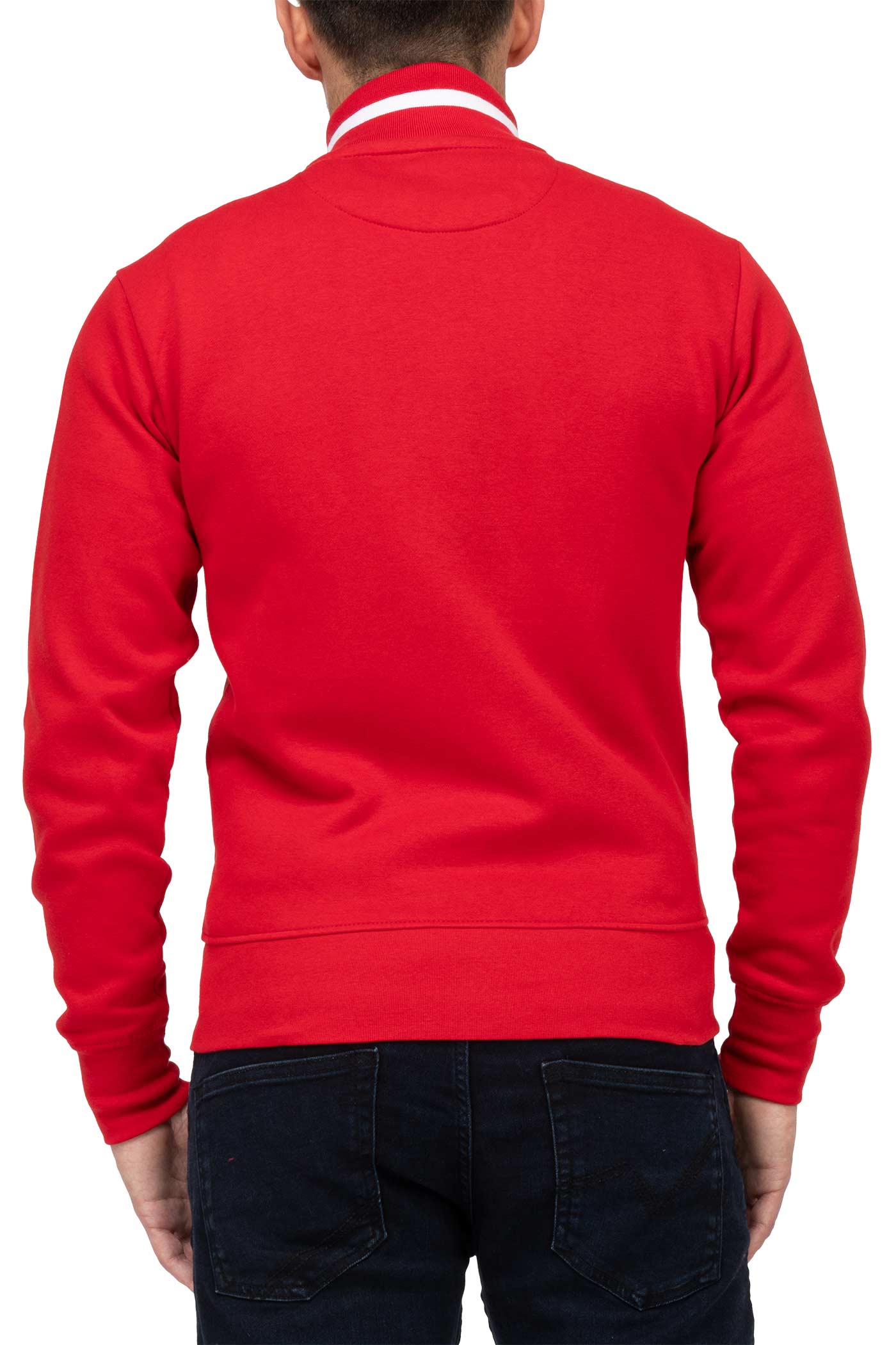 Sweatjacke für Männer ohne Kapuze mit Stehkragen in Rot