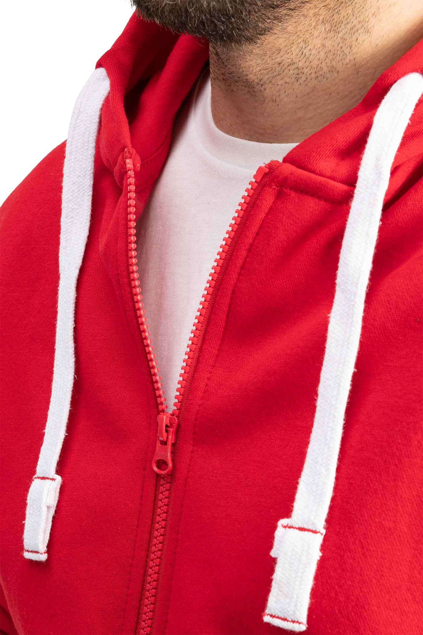 Herren Sweatshirtjacke mit Kapuze und Kordelzug in Rot
