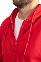 Sweatjacke Herren mit Kordelzug und Kapuze in Rot