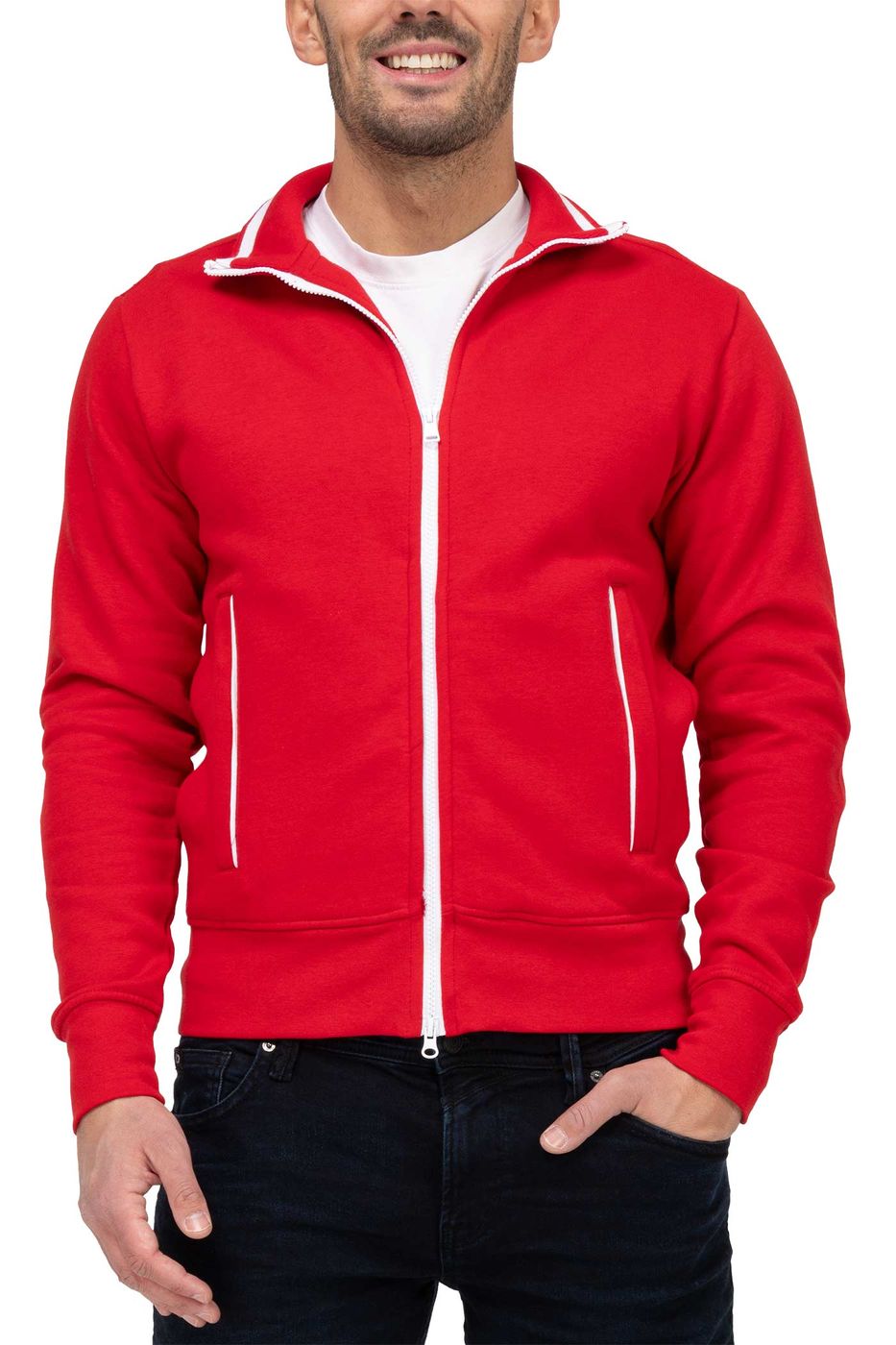 Herren Sweatjacke mit Stehkragen in Rot