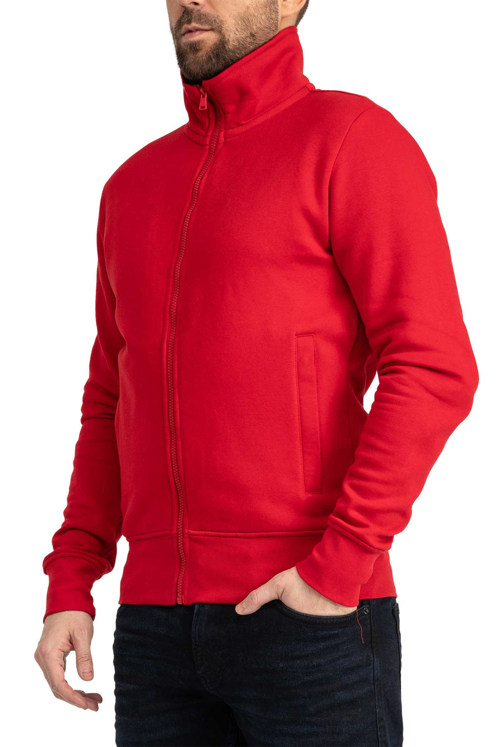 Herren Sweatjacke mit Stehkragen in Rot