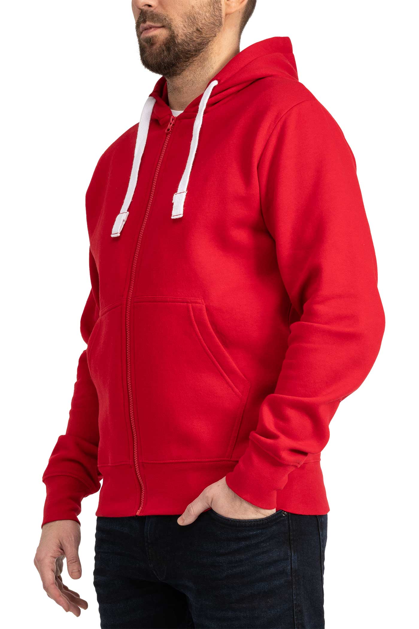 Herren Kapuzenjacke mit Rippstrickbündchen in Rot