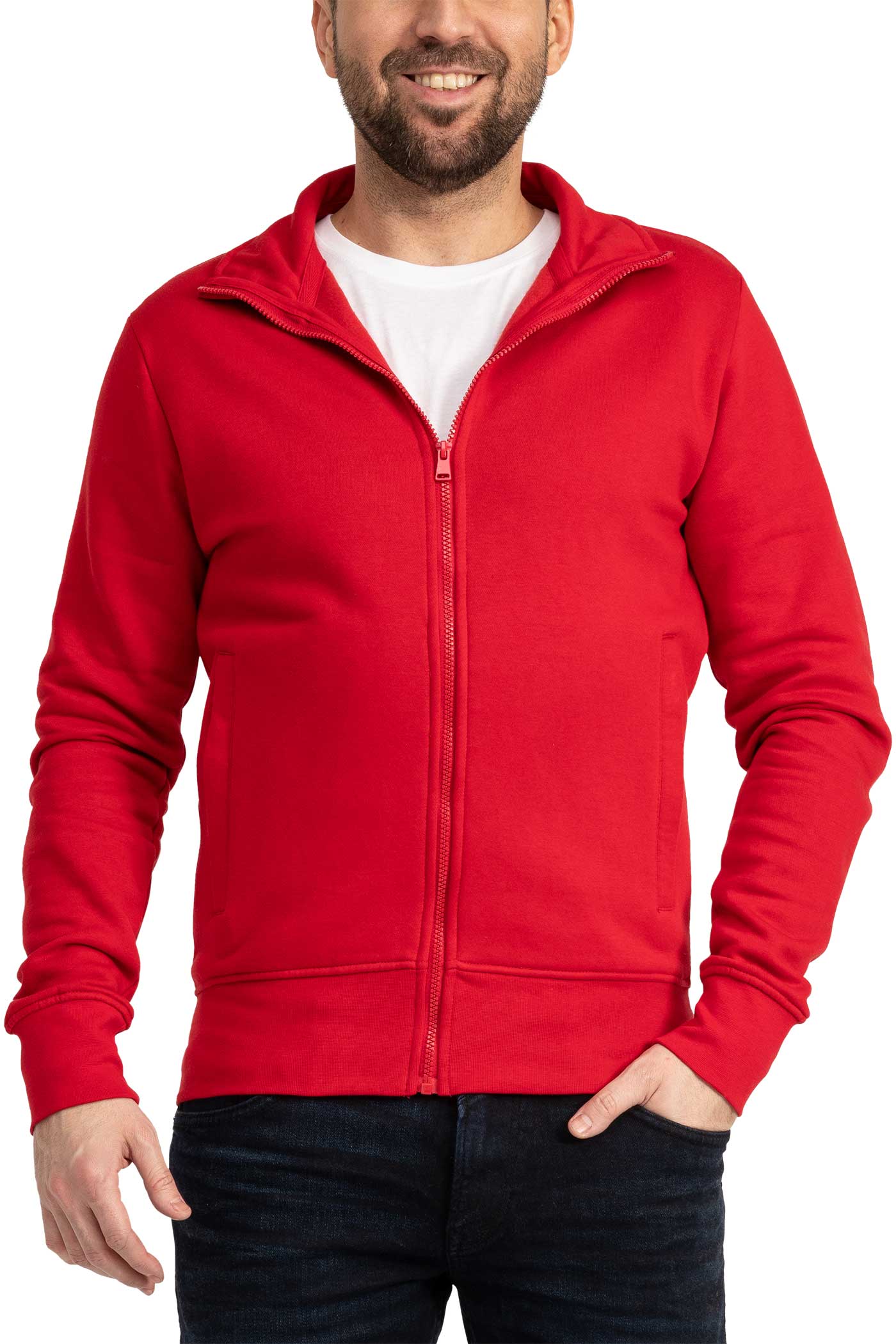 Herren Sweatjacke mit Reißverschluss & Reißverschlusstaschen in Rot