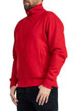 Herren Sweatjacke mit Stehkragen und Einstecktaschen in Rot