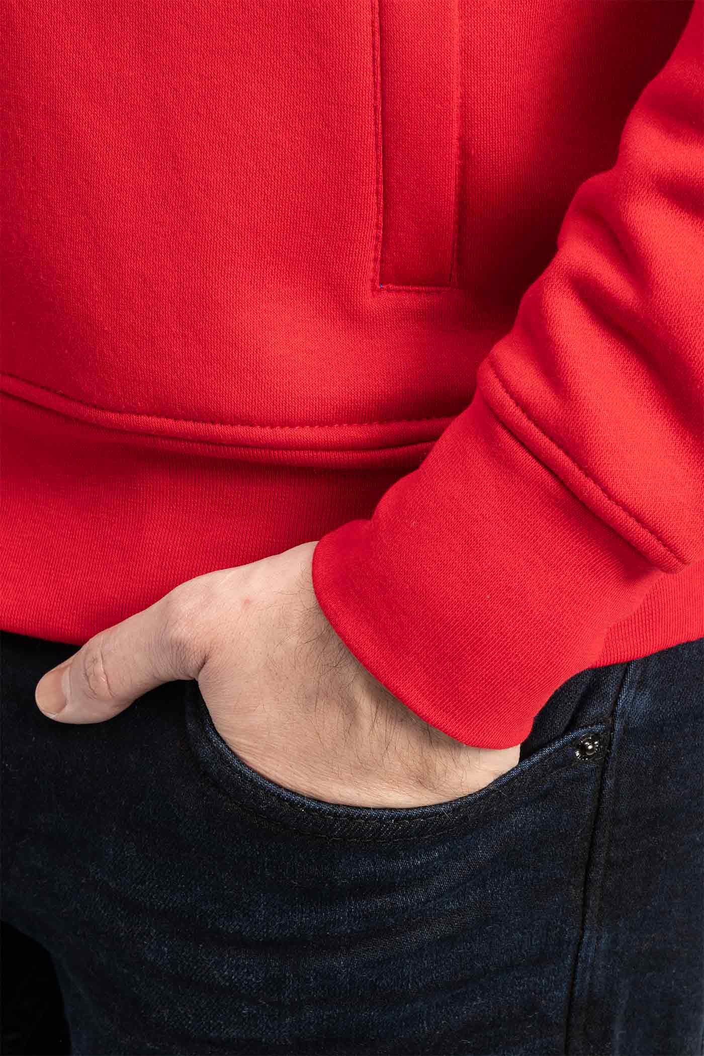 Herren Sweatjacke mit Feinripp an Ärmeln und Taille in Rot