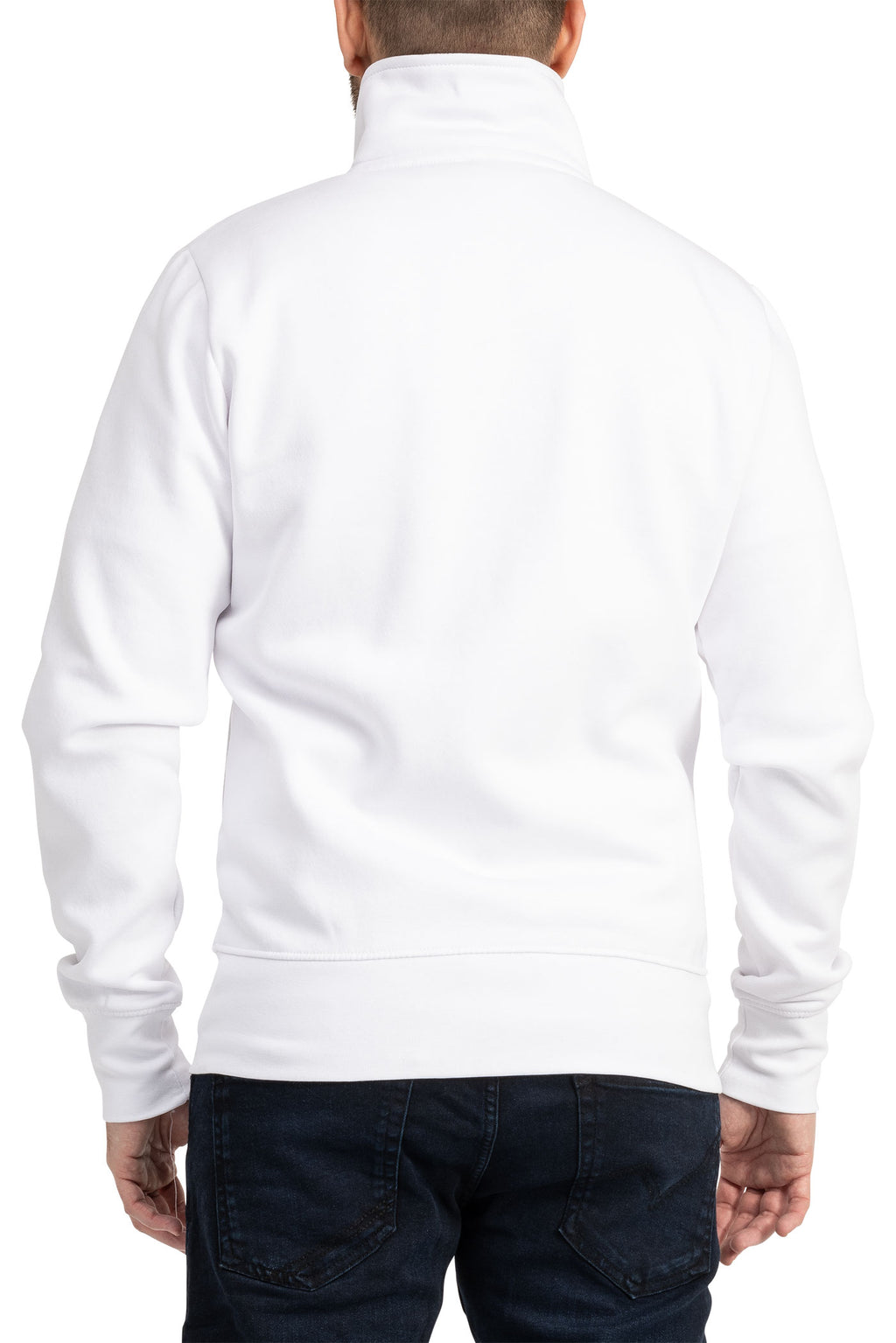 Herren Sweatjacke mit Stehkragen und Feinripp in Weiß
