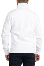 Herren Sweatjacke mit Stehkragen und Feinripp in Weiß