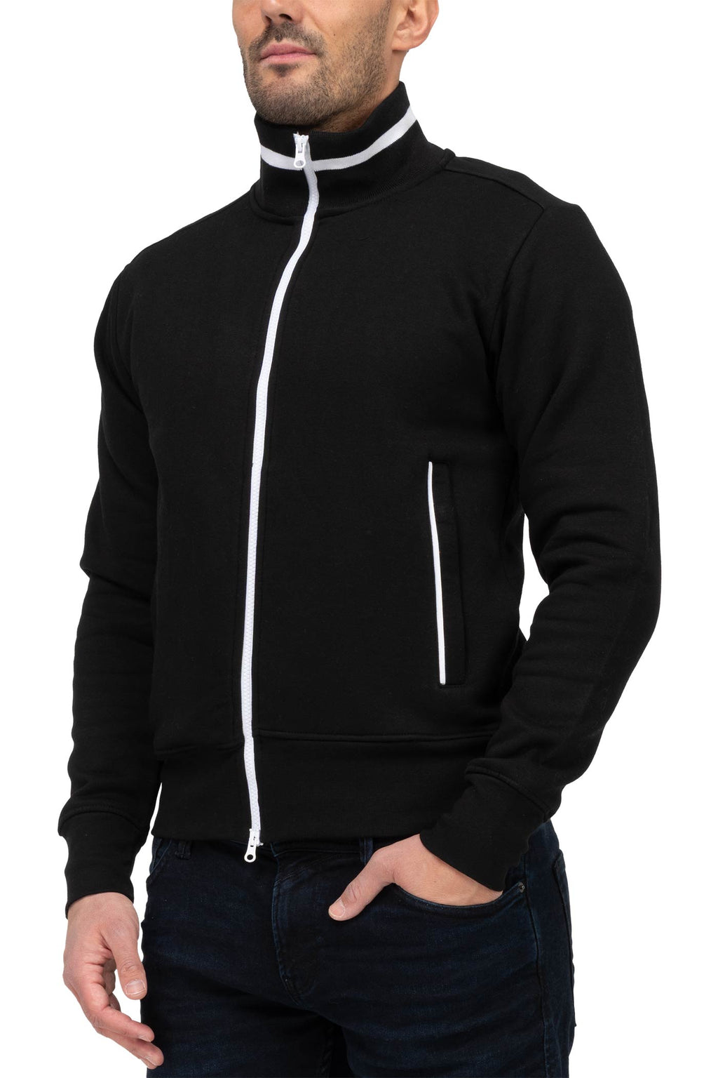Herren sportliche Sweatjacke für Alltag und Freizeit in Schwarz