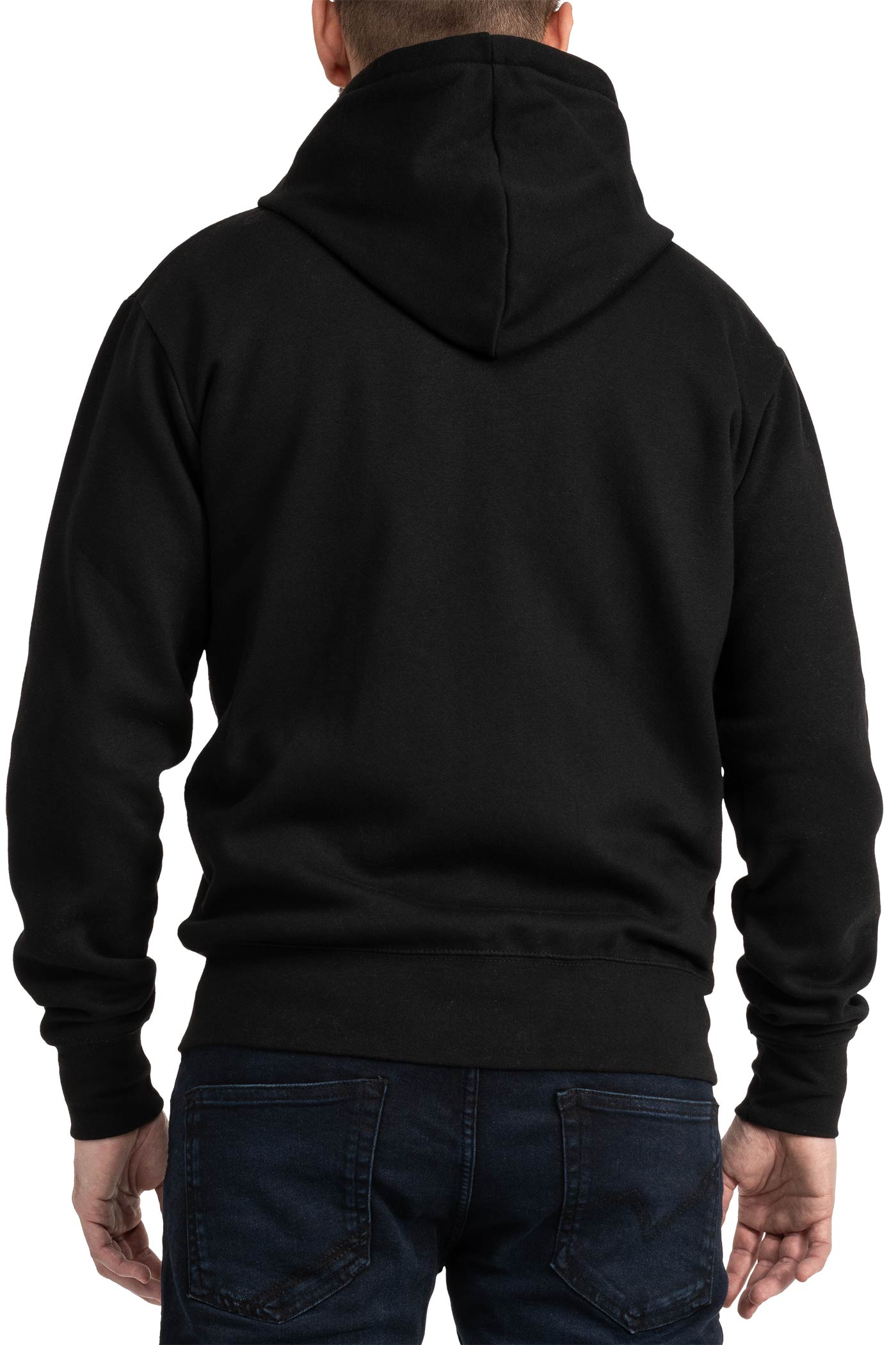 Herren Kapuzenjacke mit Stehkragen und Rippstrickbündchen in Schwarz 