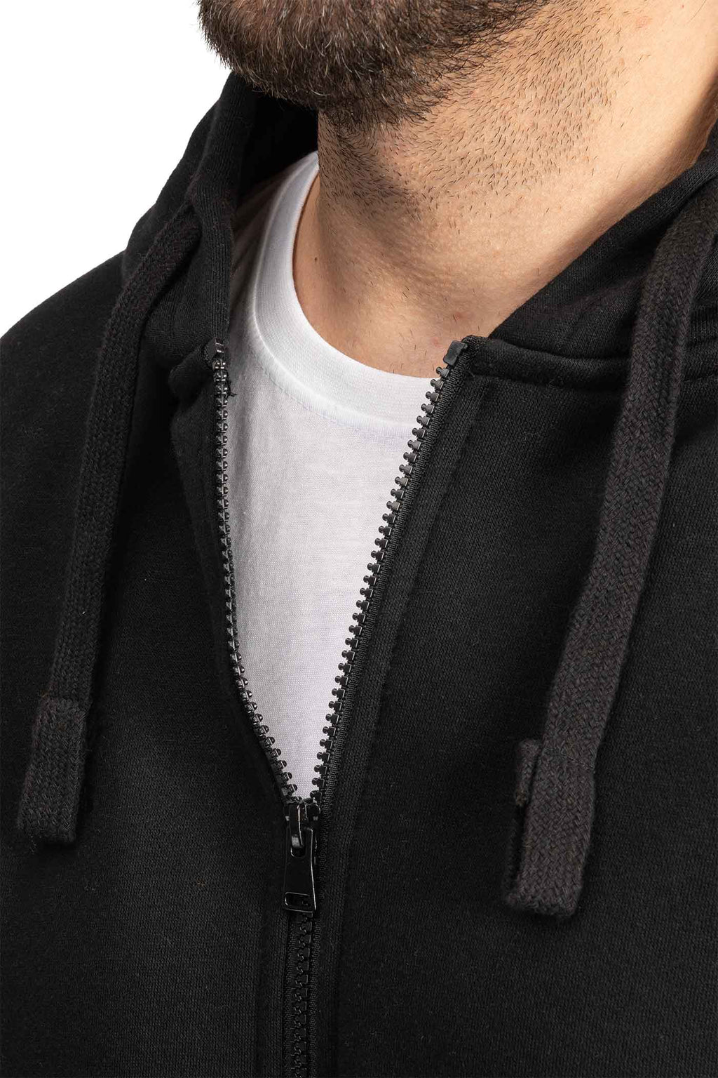 Herren Sweatshirtjacke mit Kapuze und Kordelzug in Schwarz