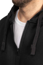 Herren Sweatshirtjacke mit Kapuze und Kordelzug in Schwarz