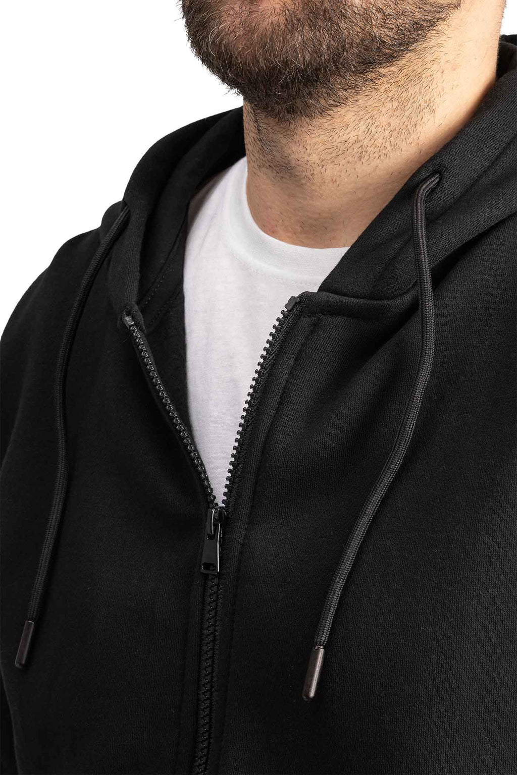Sweatjacke Herren mit Kordelzug und Kapuze in Schwarz