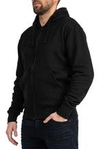 Herren Kapuzenjacke mit Rippstrickbündchen in Schwarz