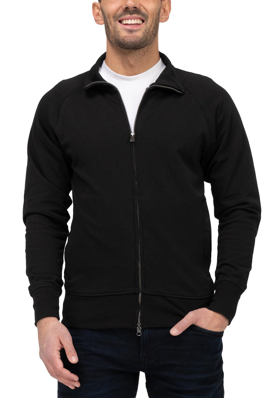 Herren leichte Sweatjacke für warme Tage für Männer in Schwarz