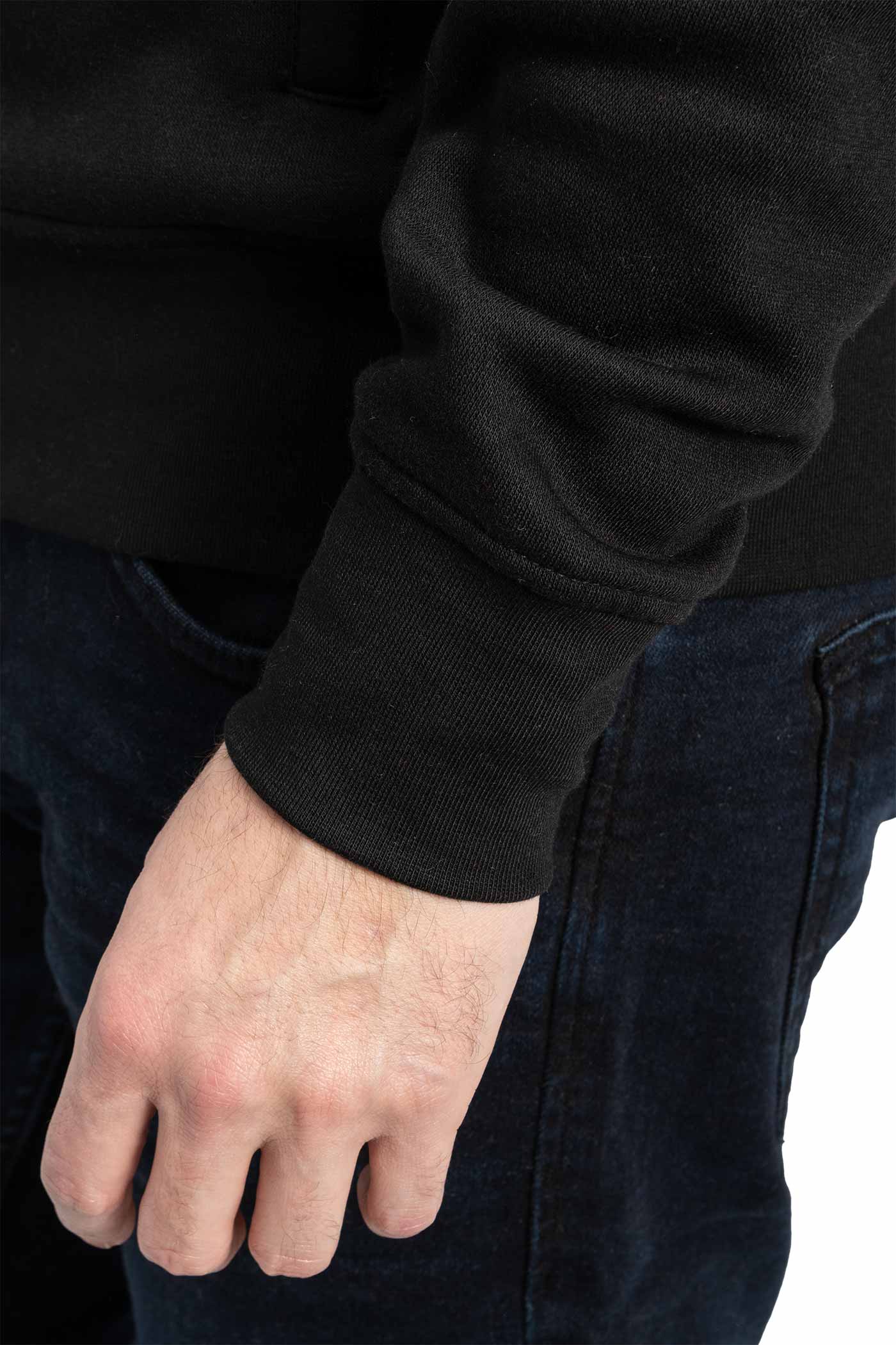 Herren Sweatjacke mit Feinripp an Ärmeln und Taille in Schwarz