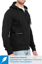 Herren Sweatjacke mit praktischen Seitentaschen in Schwarz