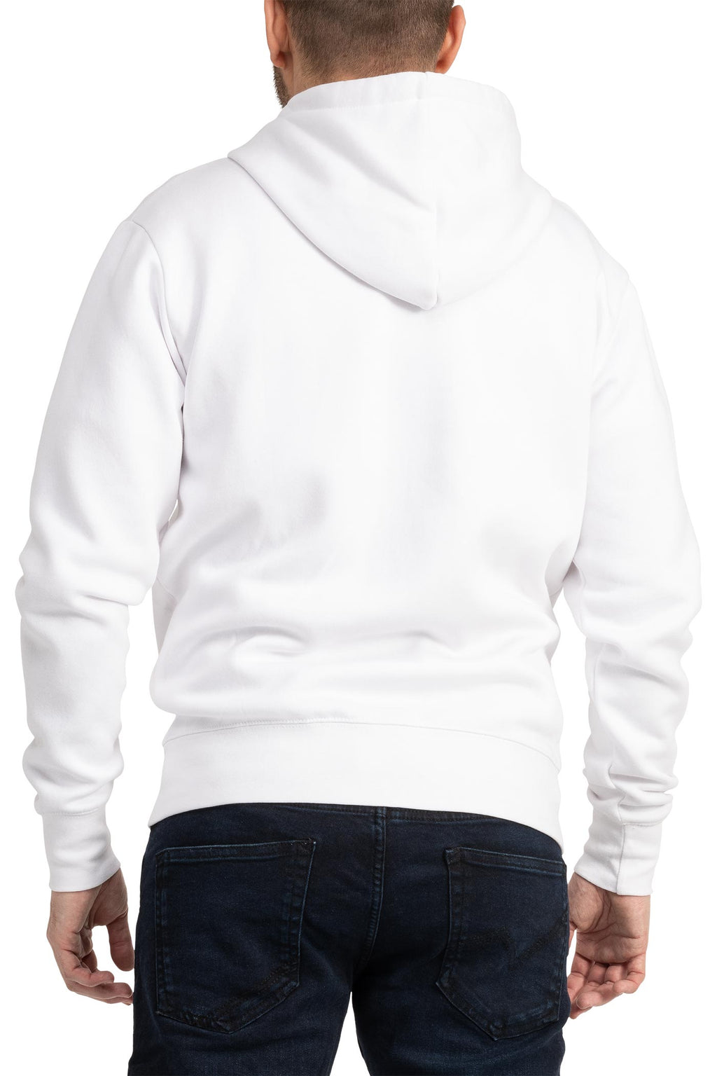 Herren Kapuzenjacke mit Stehkragen und Rippstrickbündchen in Weiß