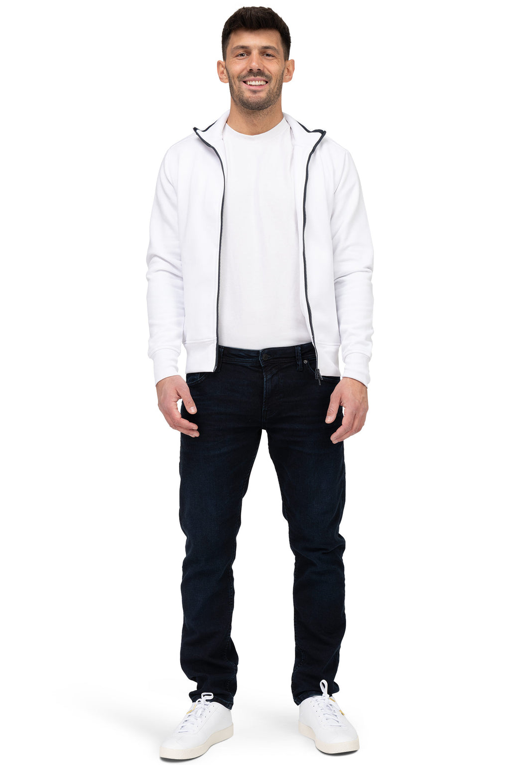 Herren Sweatjacke für sportliche Männer und Jungen in Weiß