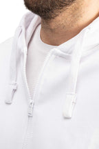 Herren Sweatshirtjacke mit Kapuze und Kordelzug in Weiß