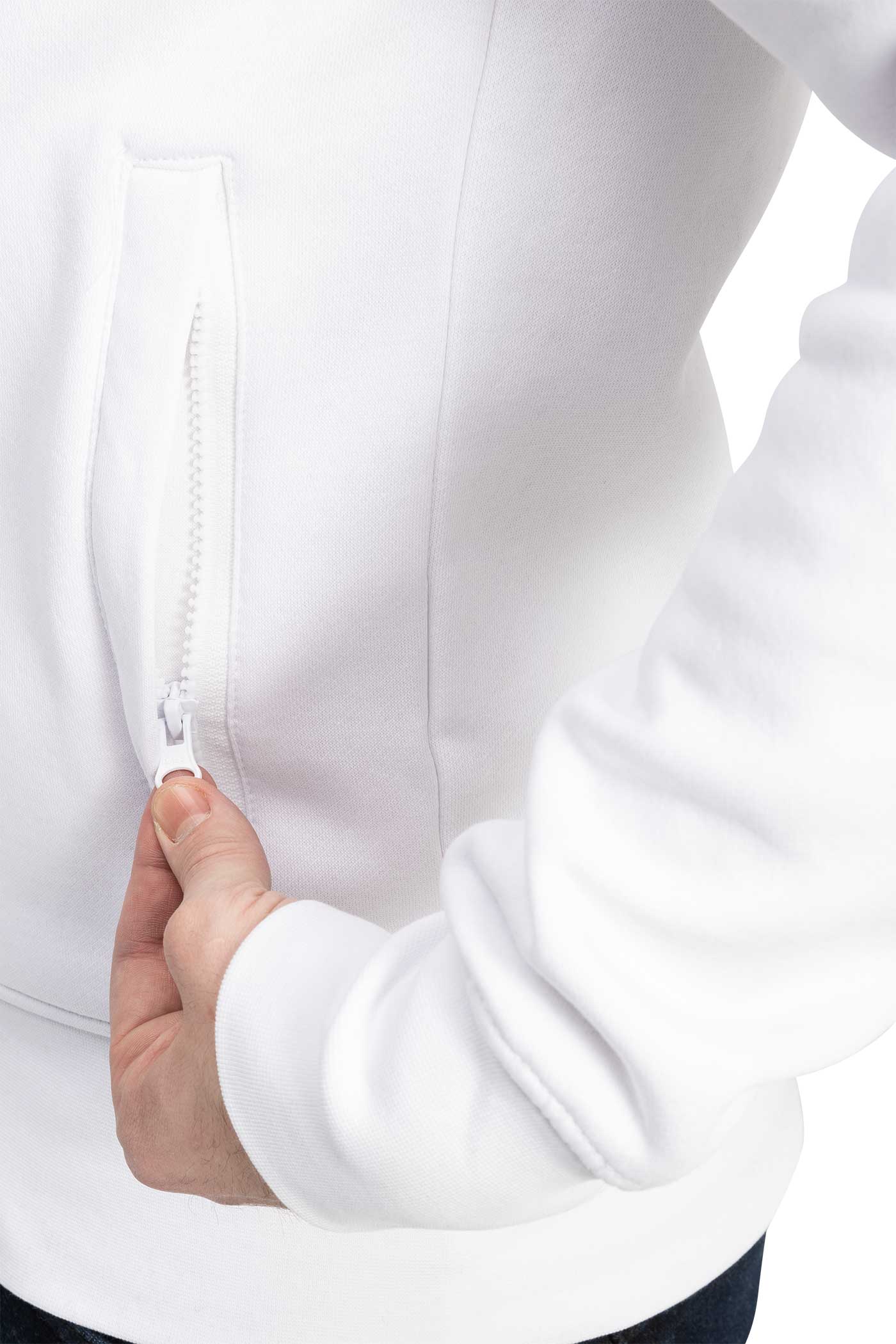 Herren Sweatjacke mit Reißverschlusstaschen in Weiß