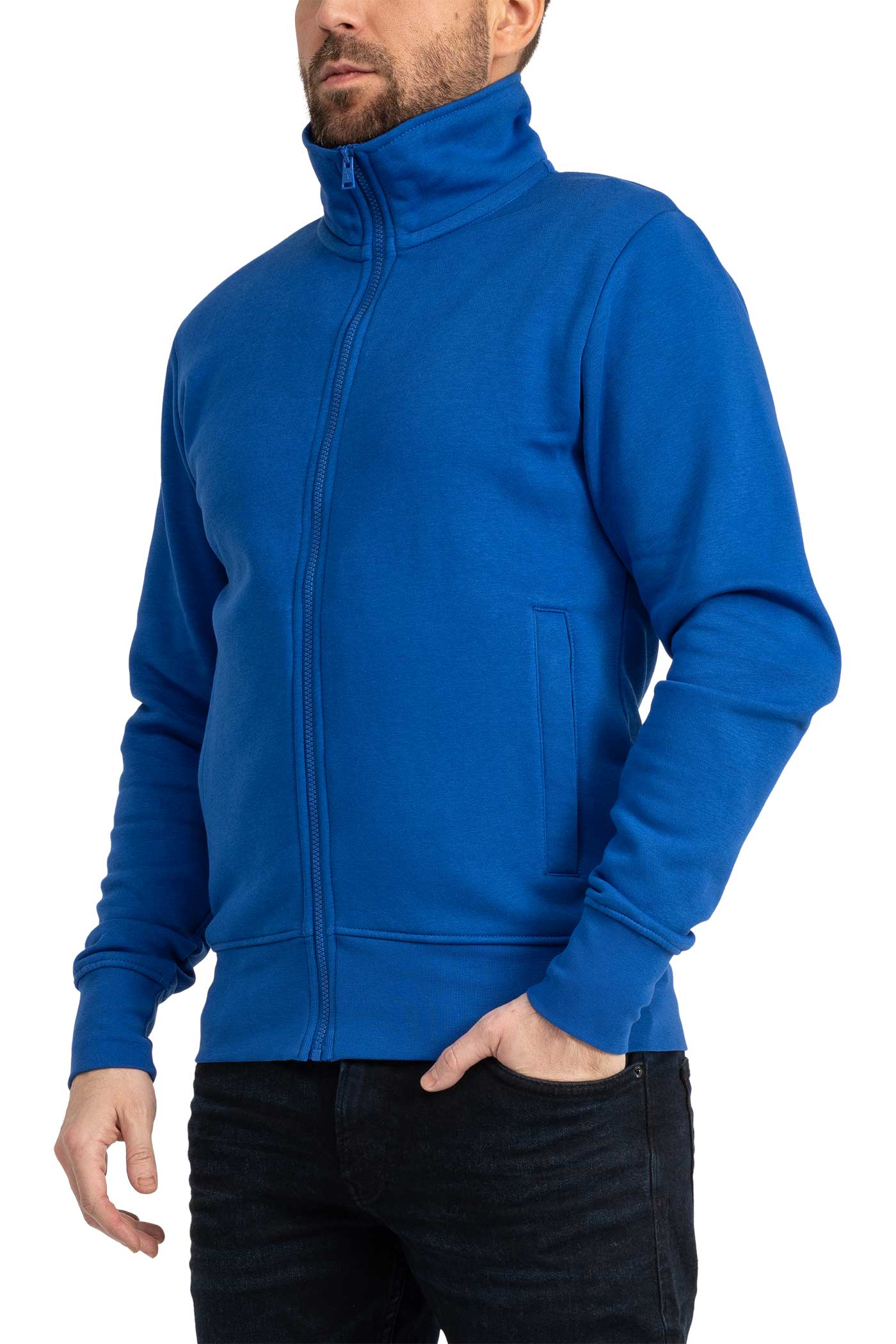 Herren Sweatjacke mit Stehkragen in Blau