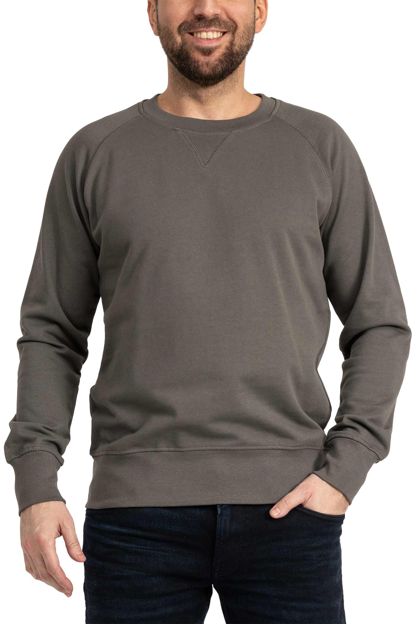 Herren Pullover mit Rundhals-Ausschnitt und Feinripp in Anthrazit