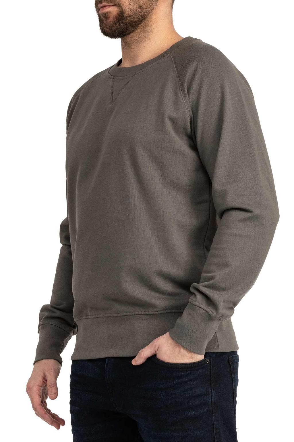Herren Sweatshirt für den Sommer mit Feinripp in Anthrazit