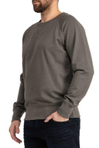 Herren Sweatshirt für den Sommer mit Feinripp in Anthrazit