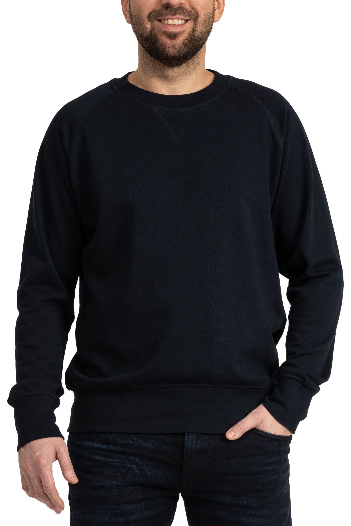 Herren Pullover mit Rundhals-Ausschnitt und Feinripp in Dunkelblau