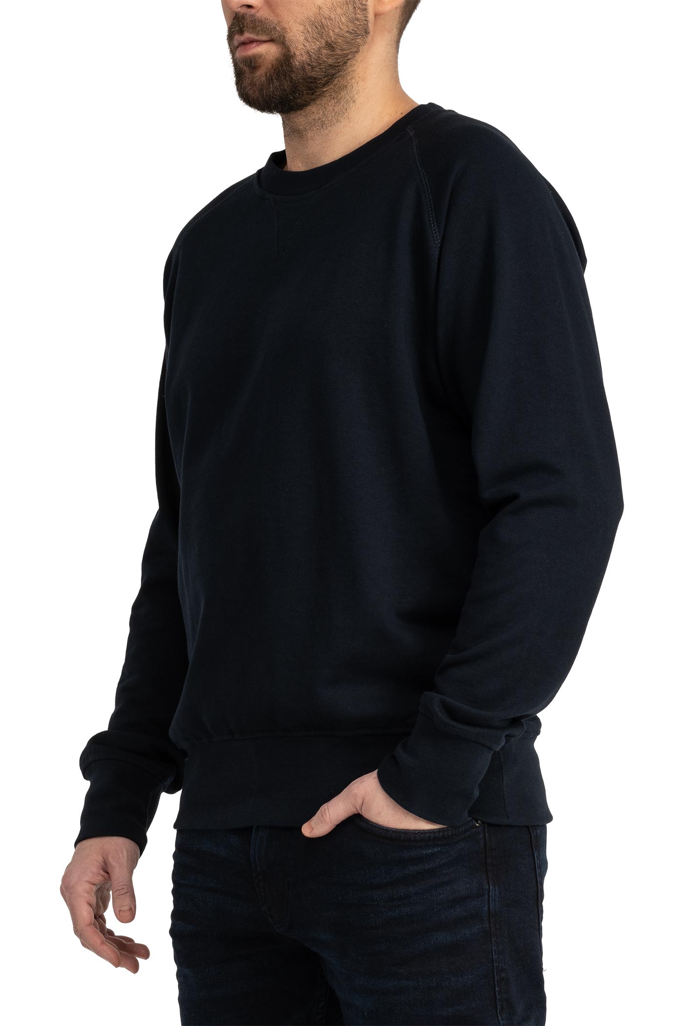 Herren Sweatshirt für den Sommer mit Feinripp in Dunkelblau