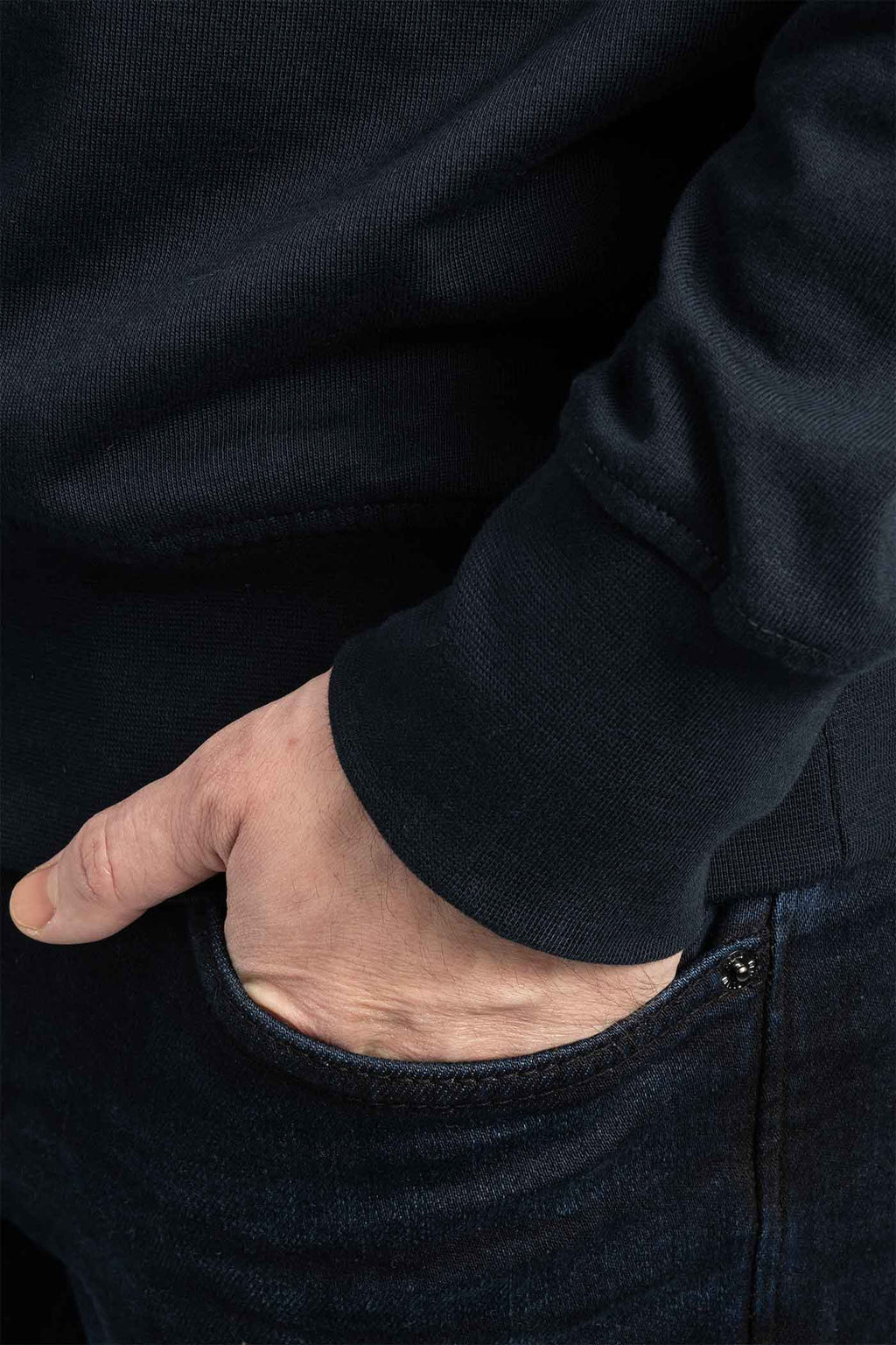 Herren Sweatshirt mit elastischer Taille und Ärmelbündchen in Dunkelblau