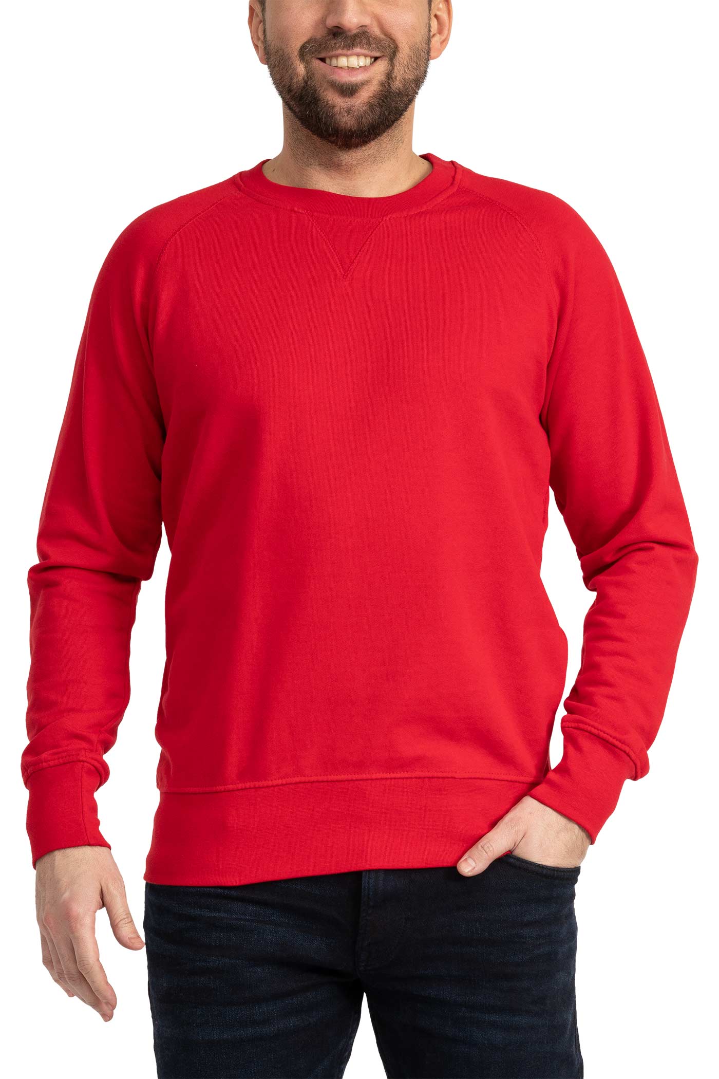 Herren Pullover mit Rundhals-Ausschnitt und Feinripp in Rot