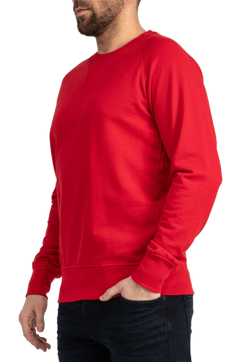Herren Sweatshirt für den Sommer mit Feinripp in Rot