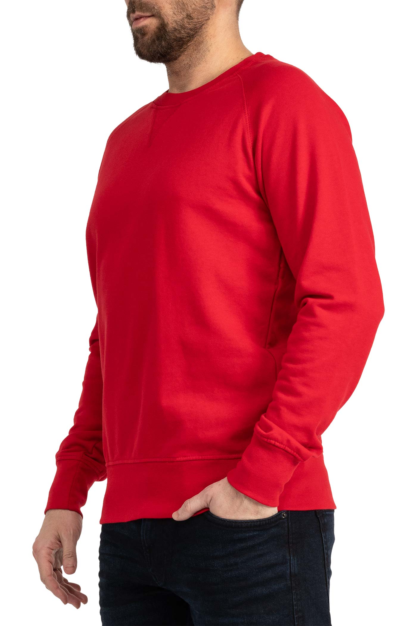 Herren Sweatshirt für den Sommer mit Feinripp in Rot
