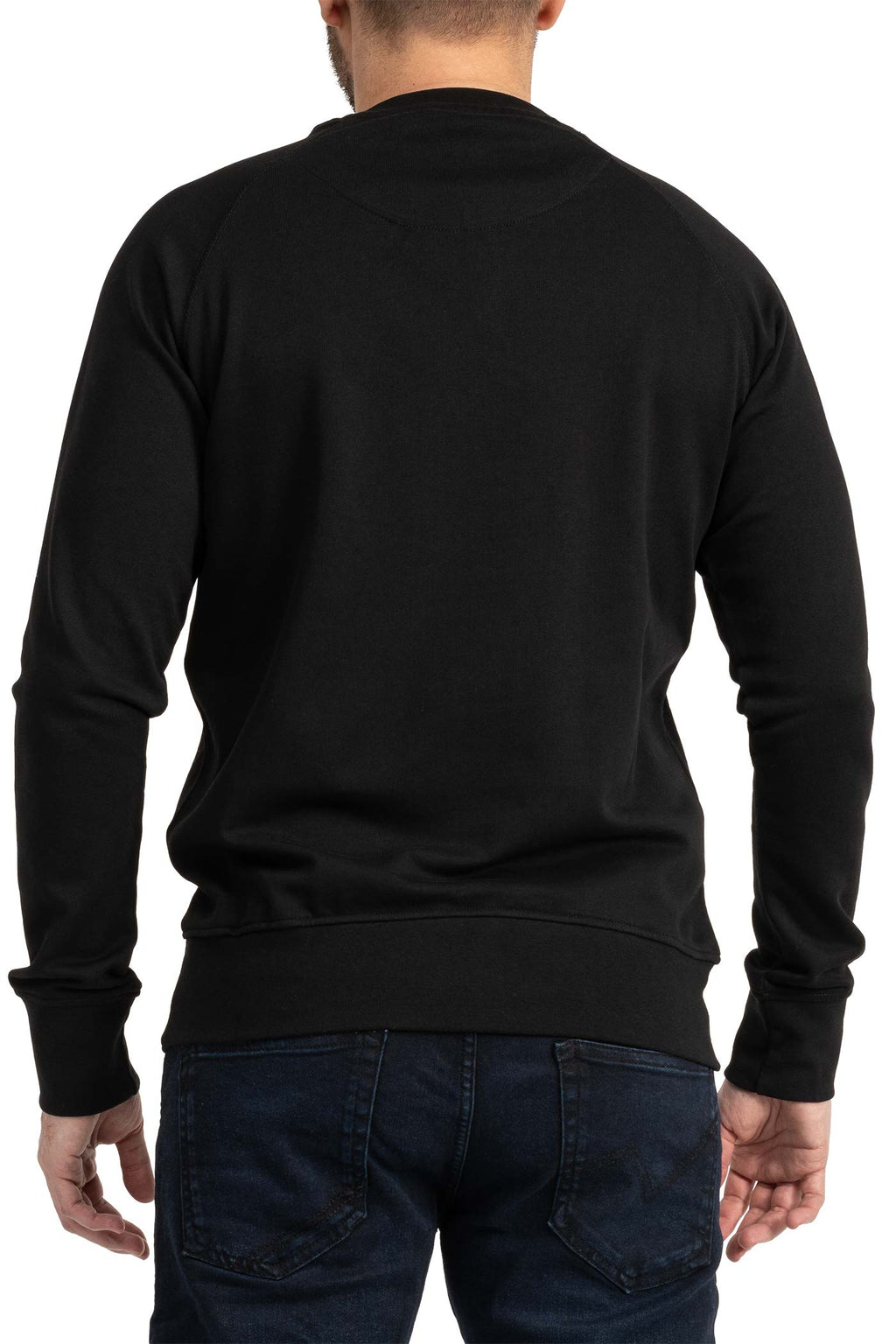 Herren leichter Pullover mit Feinripp aus Baumwolle in Schwarz