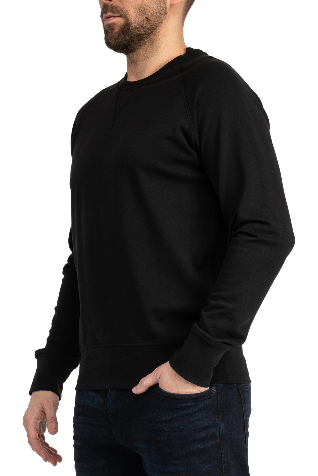 Herren Sweatshirt für den Sommer mit Feinripp in Schwarz