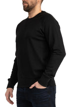 Herren Sweatshirt für den Sommer mit Feinripp in Schwarz