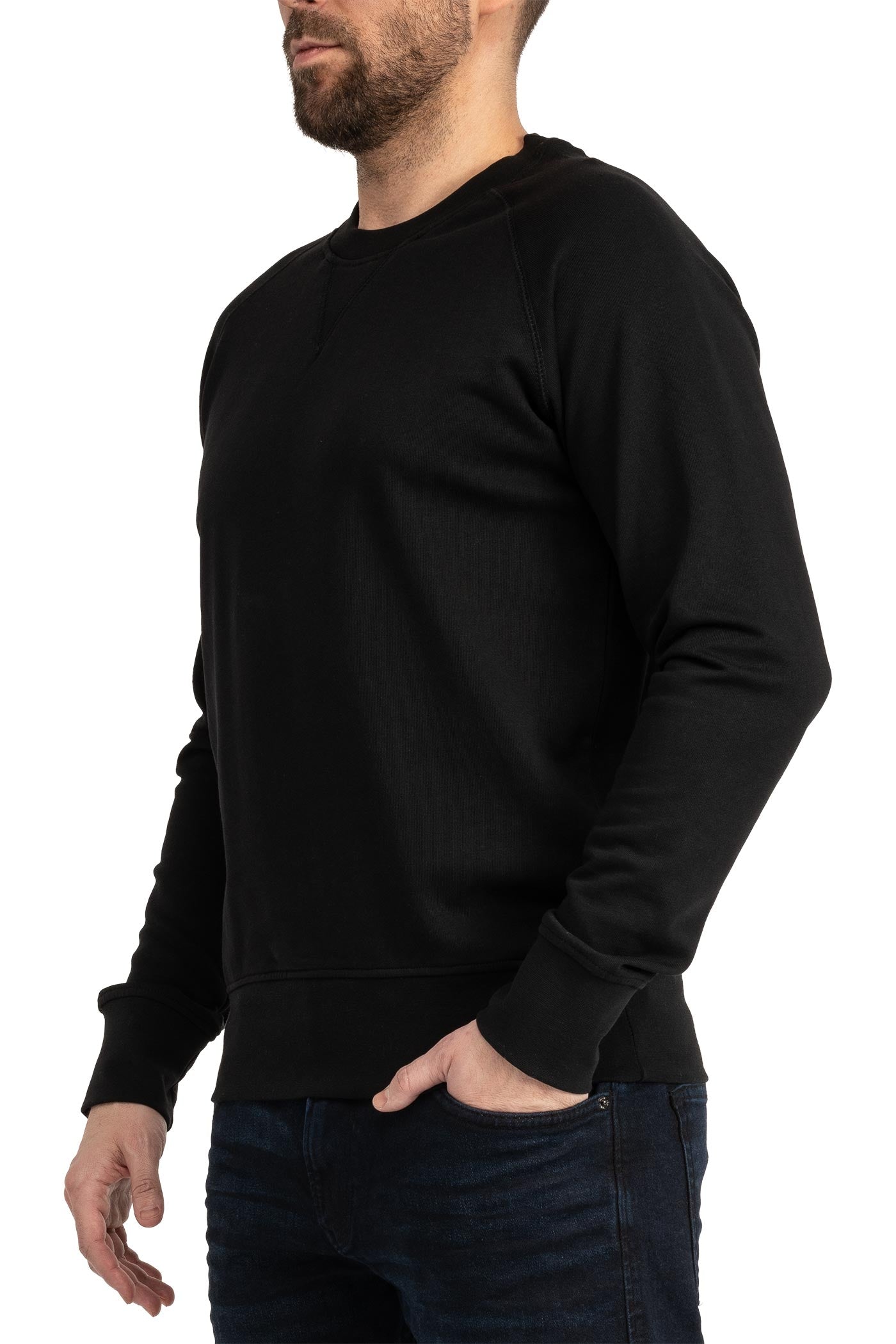 Herren Sweatshirt für den Sommer mit Feinripp in Schwarz