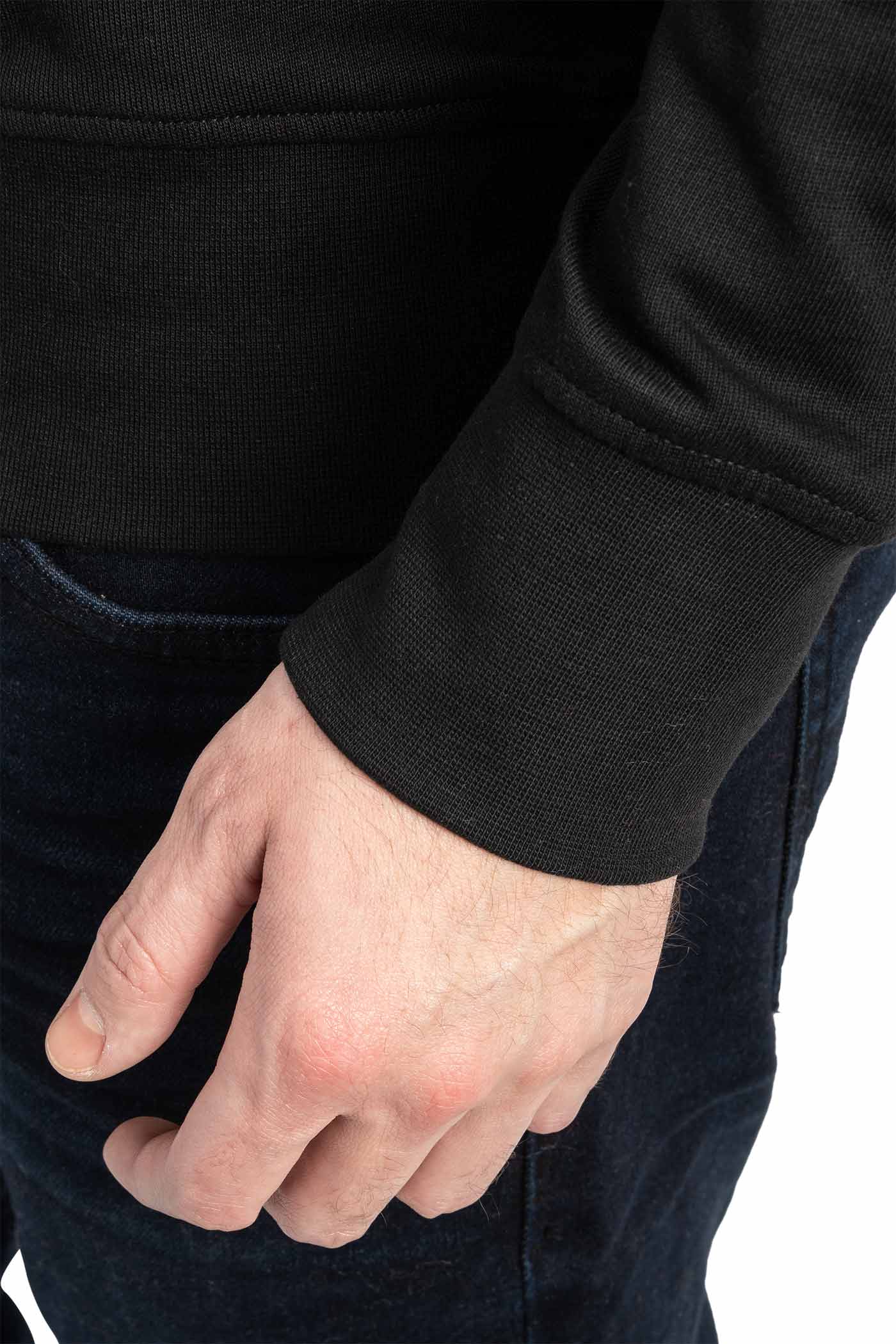 Herren Sweatshirt mit elastischer Taille und Ärmelbündchen in Schwarz