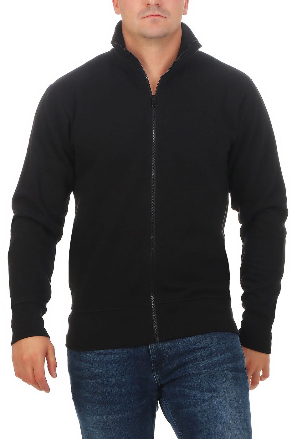Herren Sweatshirt ohne Taschen in Schwarz