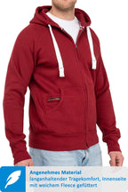 Herren Sweatjacke mit praktischen Seitentaschen in Bordeaux