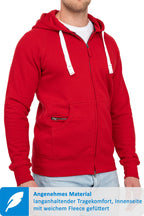 Herren Sweatjacke mit praktischen Seitentaschen in Rot