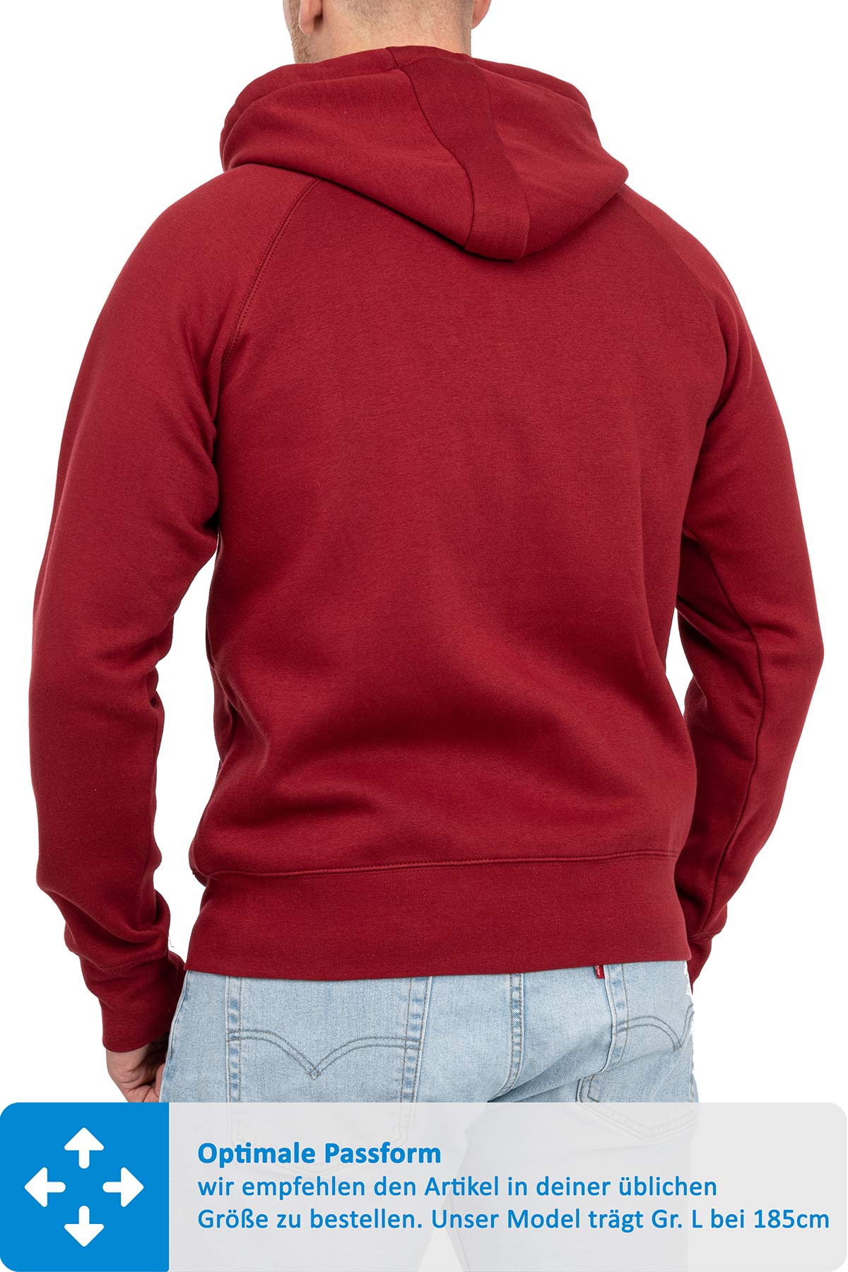 Sweatjacke Herren mit Kapuze in Bordeaux