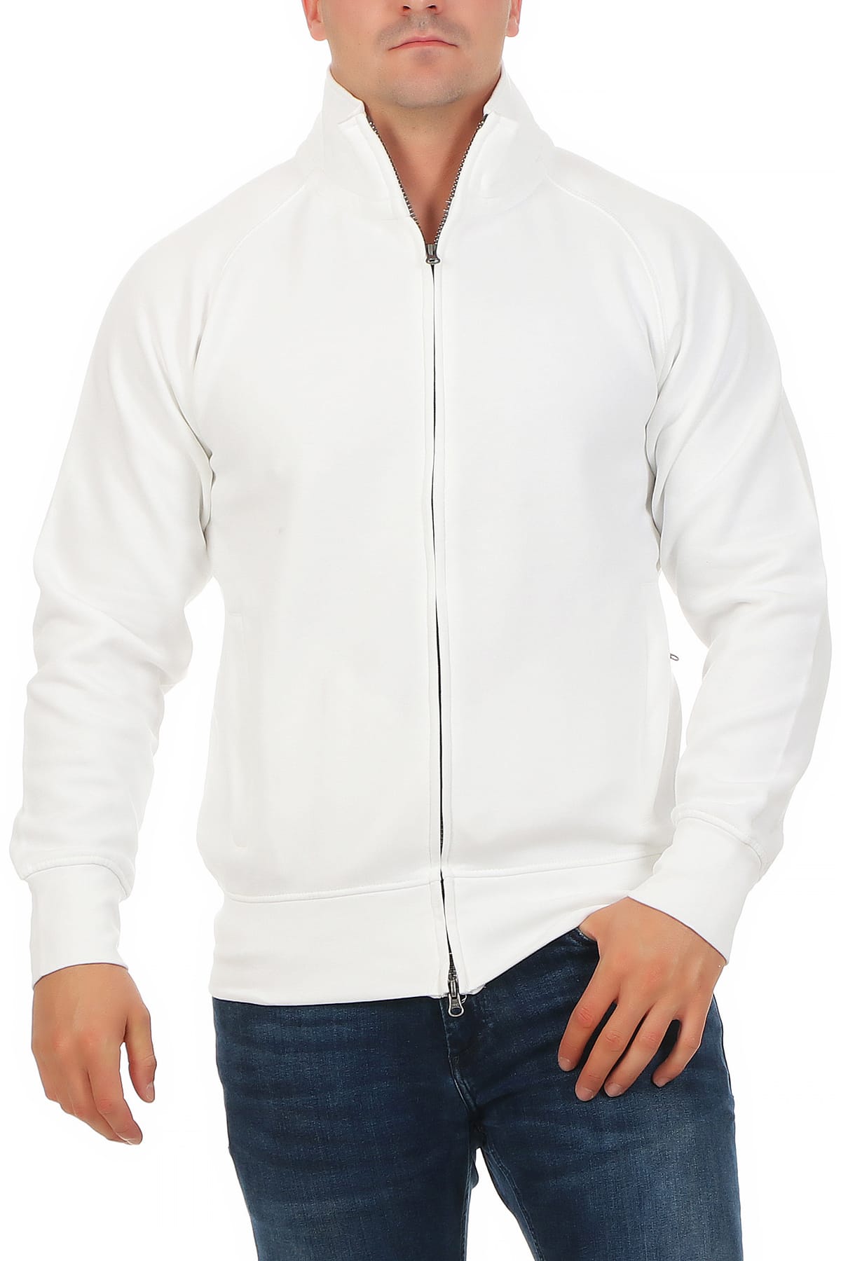 Herren Sweatjacke in großen Größen in Weiß
