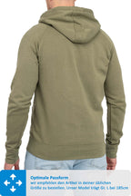 Sweatjacke Herren mit Kapuze in Olivgrün