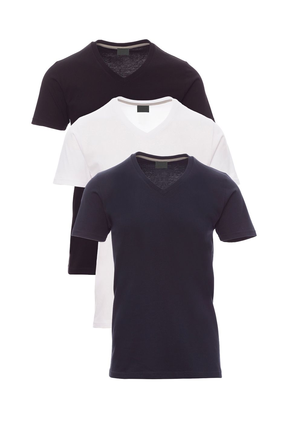 Herren T-Shirt 3er Pack Basic mit V-Ausschnitt in Farbmix Schwarz/Weiß/Dunkelblau