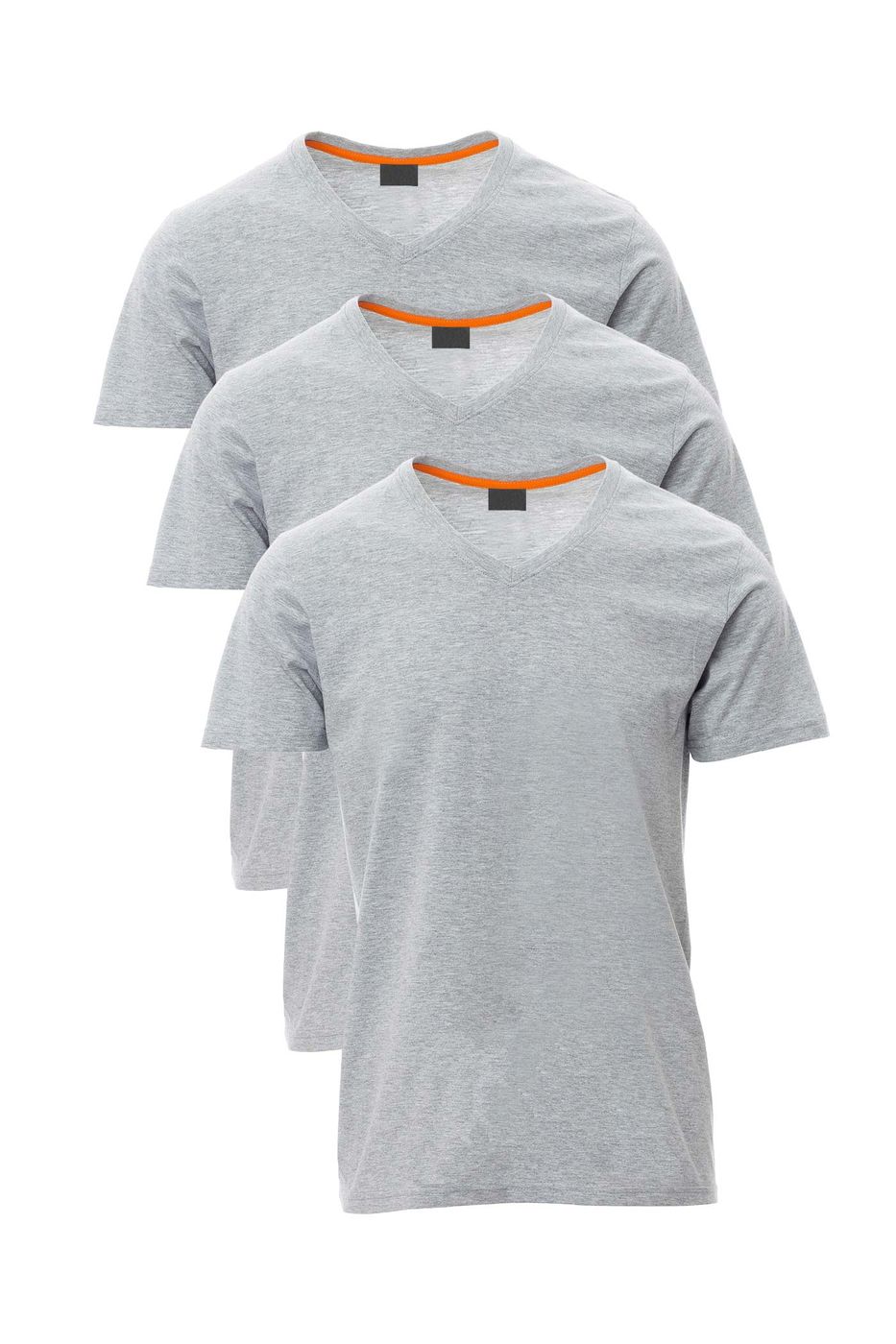 Herren T-Shirt 3er Pack Basic mit V-Ausschnitt in Grau meliert