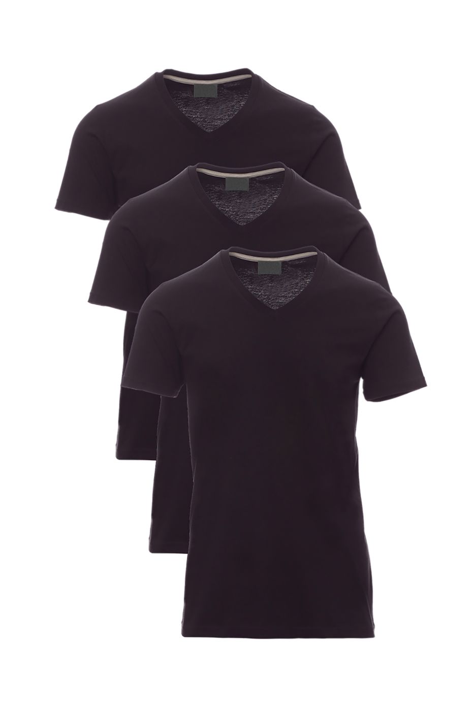 Herren T-Shirt 3er Pack Basic mit V-Ausschnitt in Schwarz