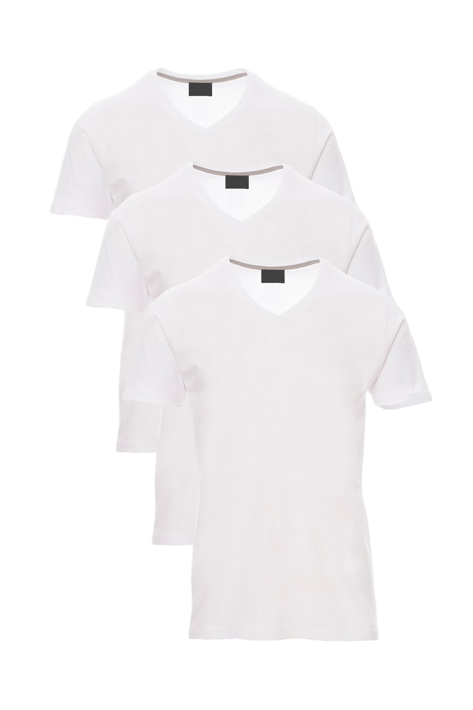 Herren T-Shirt 3er Pack Basic mit V-Ausschnitt in Weiss